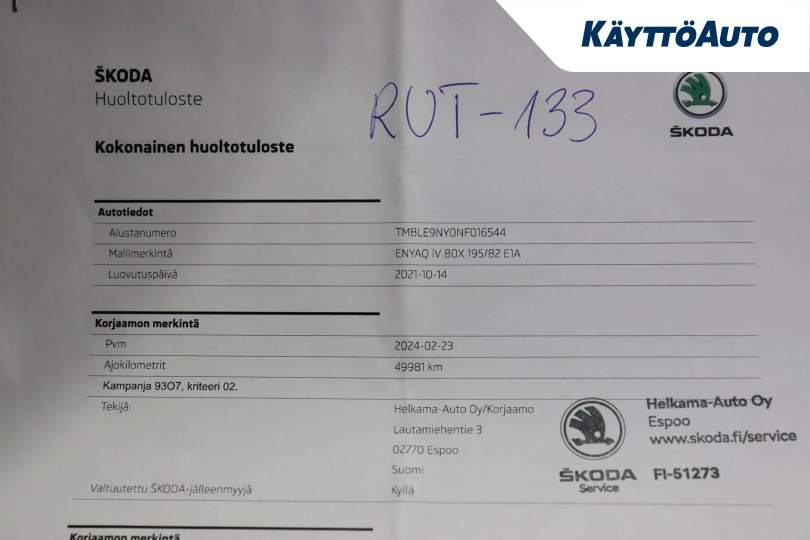 SKODA Enyaq RUT-133 carousel image